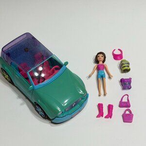 Polly Pocket Blue Car Cool Cruisers With Lila Quik Click Fashion Doll 2006